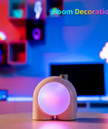 Planet 9 Smart Mood Lamp Battery Operated Cordless RGB LED Night Light For Bedroom Gaming Room And Office Pink Color on desk