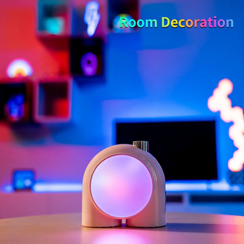 Planet 9 Smart Mood Lamp Battery Operated Cordless RGB LED Night Light For Bedroom Gaming Room And Office Pink Color on desk