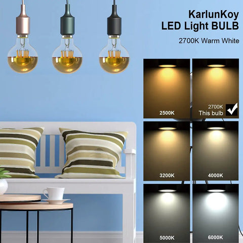 Half Gold Reflected LED Edison Bulbs 6W 60W Equivalent Dimmable G80 Globe Shape E26 Soft White 2700K in decorative room setting