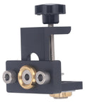 Hella Sturdy Aluminum Dowel Jig and Pocket Hole Drill Guide Kit for Rapid Woodworking with detailed drill guide fittings.