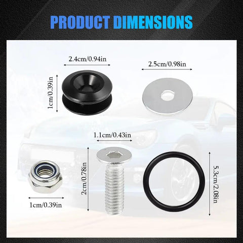 Universal Car Bumper Quick Release Clips Kit With Washers And Screws Front And Rear Bumper Holder Aluminum Alloy Black dimensions