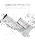 Beefy 100mm Stroke Electric Linear Actuator 12V in waterproof test showing aluminum body and mounting brackets
