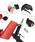 One Quarter Inch Air Sandblasting Gun Portable Handheld Sandblaster With 90 PSI Pneumatic Power shown with detailed parts view