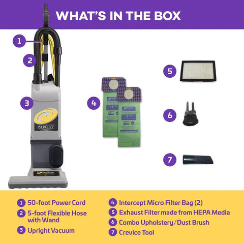 ProForce 1500XP Commercial Upright Vacuum With ProLevel Filtration And On-Board Tools For Carpets, Hard Floors, High-Power Suction System For Deep Cleaning Jobs In Offices Or Homes Durable Build Sure