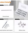 All In One 304 Stainless Steel Hex Socket Screws Countersunk Nuts And Washers Kit For Machine Electronics Wood And Household Projects M2 M3 No 4 And M5 Sizes With 8 12 16 20 Mm Lengths, assortment box