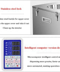 Top Drawer Automatic Powder And Granule Filling Machine With Hella Reliable Electronic Weighing System Adjustable For Flour Tea Coffee Beans And Seeds Quick Packaging with stainless steel lock and control panel.