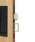 Zero Profile Pocket Door Lock Privacy Hardware With Flush Mount Pull Handle No Fuss Heavy Duty Pocket Door Latch installed
