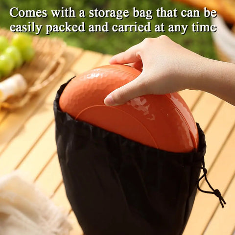 Lightweight Six Piece Camping Mess Kit With Nesting Bowl Plate Cup Spoon Fork Knife And Carry Bag Being Packed