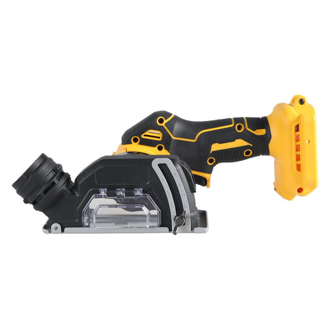 Industrial Workhorse Cordless Angle Grinder With 20000 Rpm Motor Quick Disc Swap And Ergonomic Grip, side view.
