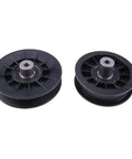 V Idler Pulley Set For John Deere X Series Beefed Up Replacement Kit X300 X304 X310 showing two black idler pulleys