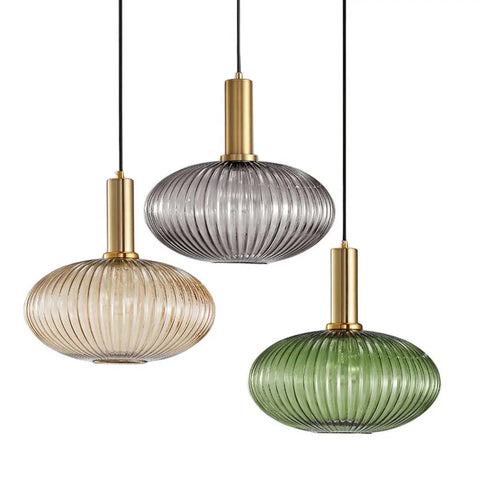 Industrial Vintage Glass Pendant Lighting With Brass Finish For A Dope Modern Retro Look Green Glass Shade 11.8 Inch Wide