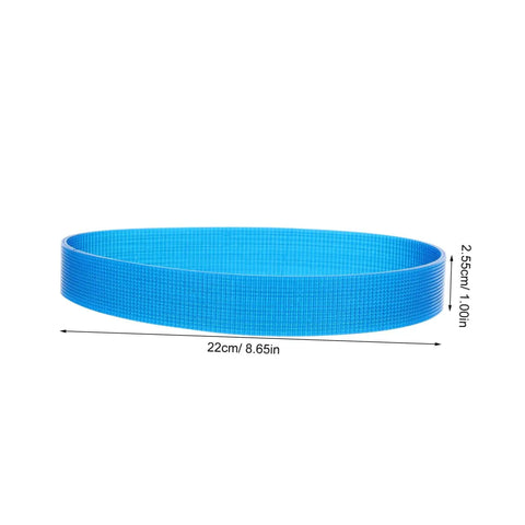 Side view of Aluminum Cutting Belt Set For Sander And Polisher 3 Piece Replacement Rubber Belts Blue For Grinding Sanding And Polishing Tasks Durable Sanding Belts For Grinder Sander Belts, shown with dimensions.