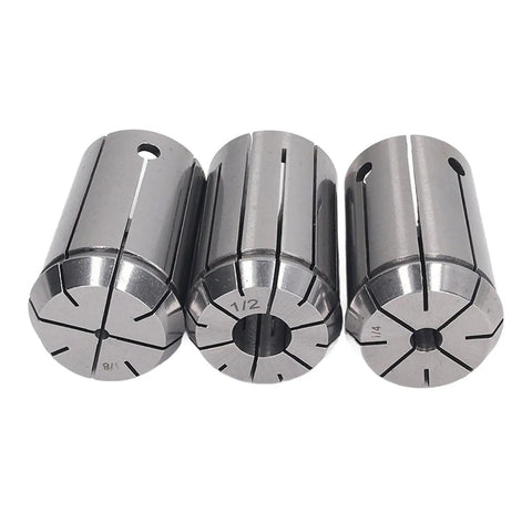 Premium 3Pcs OZ25 Spring Steel Collet Chuck Set For Milling Machine And Cnc Lathe with sizes 1/8, 1/4, 1/2 inch visible.
