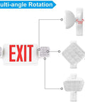 2 Pack LED Exit Sign With Battery Backup And Emergency Lighting UL 924 120 277 VAC Dual Adjustable Head Lights Wall Ceiling End Mount
