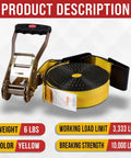 Beefy Heavy Duty 2 Inch By 30 Foot Ratchet Tie Down Straps With Flat Hooks Yellow 10000 Lbs Break Strength 4 Pack For Flatbed Truck