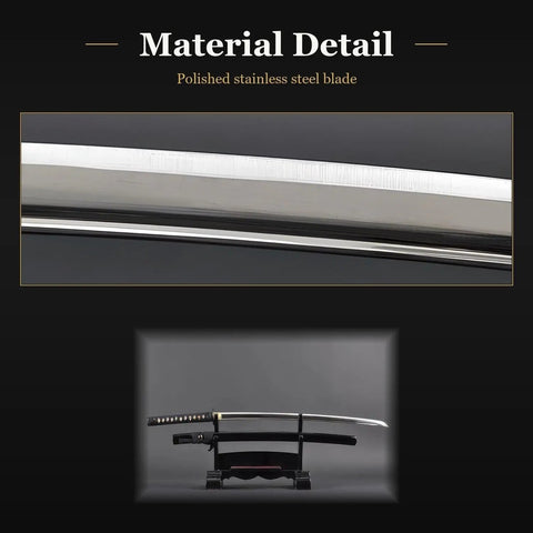 Unsharpened Stainless Steel Iaido Training Sword With Twenty Eight And A Half Inch Blade And Bo Hi Safe Practice Katana Iaito displayed
