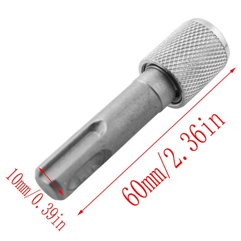 Side view of carbon steel hammer drill adapter with knurled sleeve, 60 mm long.