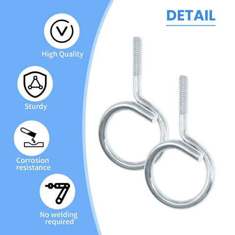 Detail view of One And A Quarter Inch Bridle Rings 30 Pack Heavy Duty Steel Cable Hangers with Quarter Twenty Threaded design features