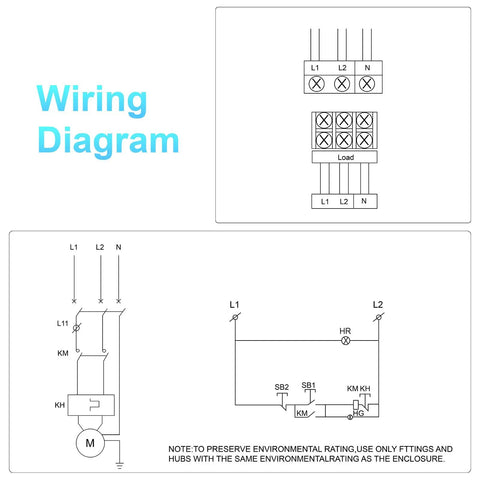 Wiring diagram for Heavy Duty Motor Control Box With Built In AC Contactor 220V 2HP Single Phase Multifunction Controller