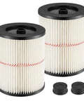 Two Red Stripe Vacuum Cartridge Filter Replacements for Wet Dry Vacuums 5 to 32 Gallon with two caps