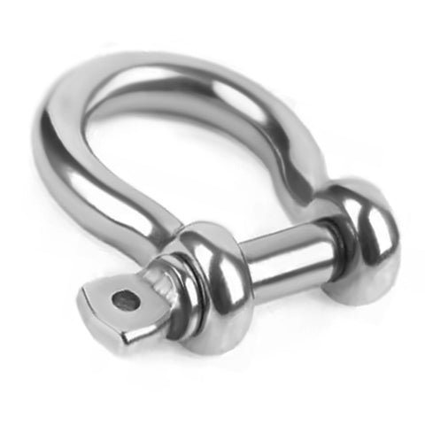 Close-up of 316 Stainless Steel D Ring Shackles Marine Grade Heavy Duty Clevis Anchor Shackle Kit With Screw Pin against white