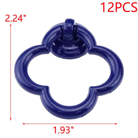 12 Pack Royal Blue Four Leaf Clover Cabinet Knobs And Drawer Pulls Zinc Alloy Hardware With Screws For Cabinets Wardrobes Dressers And Desks Ring Pulls Size 57 By 49 By 13 Mm Base Diameter 22 Mm Durable Anti Corrosion Finish