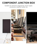 Get These Rad 2pc Black Plastic Junction Boxes For Your Dope Electronic Projects, shown in various electronic setups.