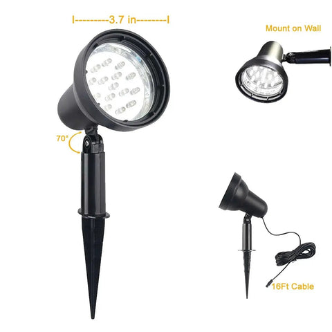 Solar Powered Outdoor Spotlight 2 In 1 Bright Solar Spotlights With Adjustable Brightness, Dusk To Dawn Auto On, mounting options.