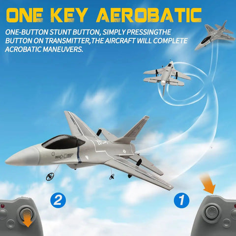 Ready To Fly RC Plane 3 Channel Remote Control Aircraft For Adults And Beginner Friendly F16 Fighter Jet Style demonstrating aerobatic flight with controllers