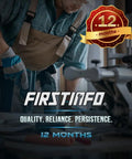 Man working in workshop with tools and 12 months badge, highlighting quality and reliability for Windstorm EX Beefy 2X Flow High Performance Air Blow Gun Master Kit 9 Piece Set With Adjustable Airflow 91.5 CFM For Fast Dust Removal And Cleanups In Shop Garages And Workspaces