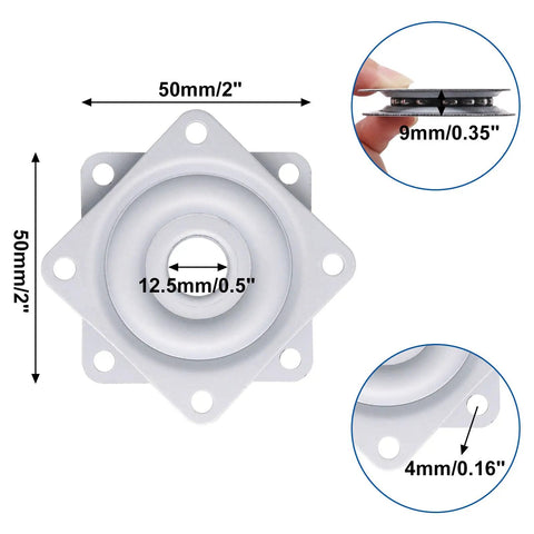 Smooth As Butter 3 Pack 2 Inch Lazy Susan Turntable Heavy Duty Silver Zinc Alloy Rotating Tray dimensions and details.