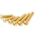 Tough As Nails Brass Machine Screws M4 Four Millimeter Round Head Cross Drive Fasteners For Stubborn DIY And Electrical Mods 35mm Pack Of Fifteen, showcasing golden round head screws.
