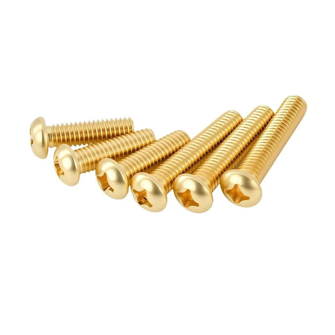 Tough As Nails Brass Machine Screws M4 Four Millimeter Round Head Cross Drive Fasteners For Stubborn DIY And Electrical Mods 35mm Pack Of Fifteen, showcasing golden round head screws.
