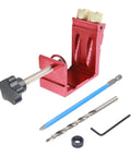 15 Degree Angled Hole Locator Jig For Woodworking, Pro Grade Drill Guide For Inclined Holes, Adjustable Dowel Drilling Positioner in red
