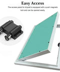 Pro Heavy Duty Drywall Access Door Built Like A Tank Aluminum Frame showing easy access with magnetic lock for wall repair.
