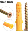 Beefy M8 Drywall Anchors Kit With Wall Expansion Screws M8x40 For Hollow Walls Zinc Plated Rust Resistant Set Rock Solid Hold For Shelves Curtains And Home Mounts Perfect For Damp Areas. Yellow plastic anchor and zinc-plated screw