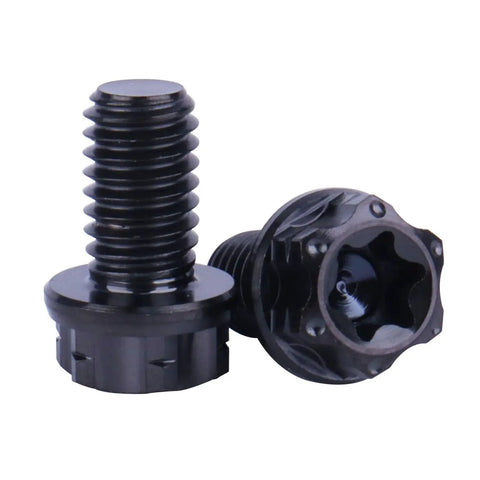 Titanium Flange Head Bolt M6x10mm Black Finish Grade 5 6Al4V Torx T30 Screw Pack Of 4 For Mechanical And Industrial Use And Lightweight