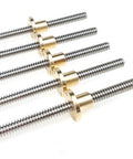 2Pcs T30 Trapezoidal Lead Screw And Brass Nut 30Mm Stainless Steel Threaded Rod 1000Mm Length 6Mm Pitch set with brass nuts on stainless steel rods.
