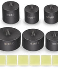Six Piece Shaft Protector Set For Grip O Matic Pullers And Push Pullers Protects Shaft Centers From Distortion Under Heavy Puller Pressure Replacement For 8056 Great For Fan Blade Gear And Bearing Pulling Jobs displayed with numbers 8050 to 8055 alongside cushioning pads.
