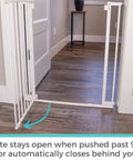 Ninja Level Heavy Duty Auto Close Baby Gate Featuring Hella Low Half Inch Threshold with 90° open and close mechanism.
