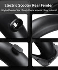 Rear Fender Mudguard For Segway Ninebot Max G30 Electric Scooter Durable Plastic Replacement Part That Keeps You Clean From Mud And Water On Wet Rides No More Mud Splashes Easy Install Repair Accessory featuring black plastic material, details, and mounting points.