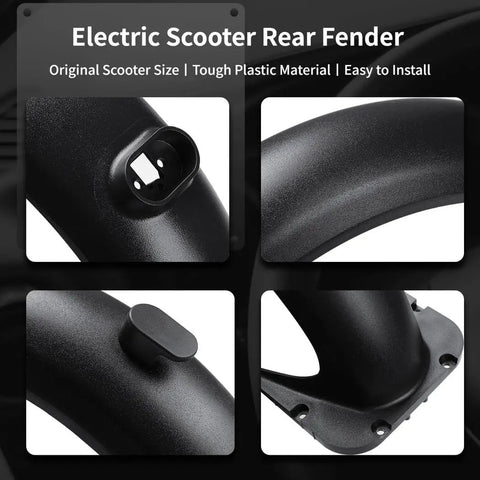 Rear Fender Mudguard For Segway Ninebot Max G30 Electric Scooter Durable Plastic Replacement Part That Keeps You Clean From Mud And Water On Wet Rides No More Mud Splashes Easy Install Repair Accessory featuring black plastic material, details, and mounting points.