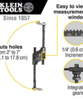 Front view: Klein Tools 53710 circle hole cutter with dust bowl and vacuum port, 2-7 in cutting range