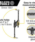 Rugged Hole Saw Replacement Kit Featuring Premium Bimetal Blades And Precision Pilot Bit For Adjustable Drywall Cutters Yields Zero Sweat Two To Seven Inch Snappy Cuts Daily Guaranteed with measurement window.