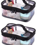 Two Pack Clear Makeup Bags With Zipper Waterproof Travel Storage Pouch Organizer For Cosmetics And Toiletries Transparent PVC Bags