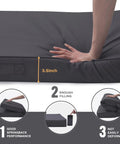 Extra Thick Memory Foam Outdoor Bench Cushion 3.5 Inch Thick Comfy Waterproof Pad With Handle And Adjustable Straps For Patio Porch Swing And Indoor Outdoor Furniture 36 By 18 Inches Gray, showing 3.5 inch thickness and durability features.