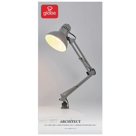 Black Accent Desk Lamp With Clamp Arm And Interchangeable Base, Architect Style Task Light For Blueprints And Drafting Papers