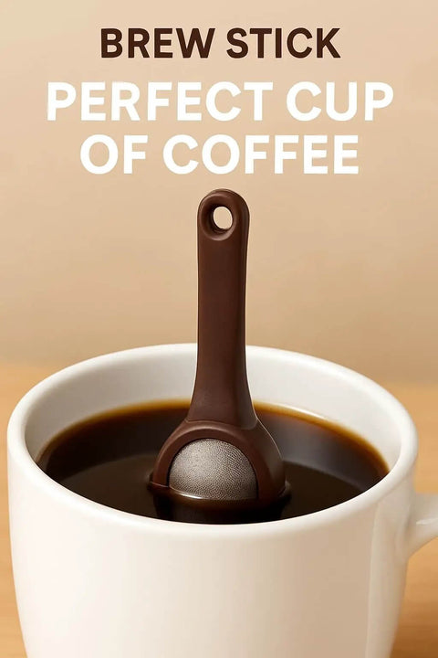 Two Pack Coffee Tea Brew Stick Infuser Reusable Filter Spoon With Fine Mesh BPA Free in a cup of coffee