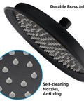 9 Inch Round Matte Black Antique Rain Shower Head Replacement With Swivel Ball Stainless Steel Wall Mount High Pressure Rainfall Waterfall Showerhead Vintage Vibe For Modern Bathrooms with visible self-cleaning nozzles and brass joint