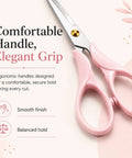 Pink Acrylic Scissors 6.3 Inch Craft Shears With Ultra Sharp Stainless Steel Blades, ergonomic handle detail